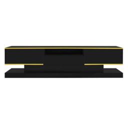 Merax 180cm High Gloss TV Cabinet with 3 Drawers & LED in Black - thumbnail 9