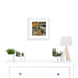 Artery8 Egon Schiele Crescent Of Houses II Island Town Cropped 8X8 Inch Square Wooden Framed Wall Art Print Picture with Mount in White - thumbnail 2