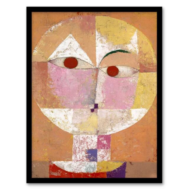 Artery8 Paul Klee Framed Wall Art Print Senecio Head of Man Going Senile in Orange - Size: A3 - image 1