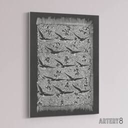 "Artery8 Flock of Birds Plant Motif Canvas Wall Art Print Dijsselhof in Black - Size: W18"" x H24""" - thumbnail 2