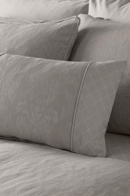 Dreams & Drapes 'Rosana' Luxury Damask Filled Bedroom Cushion in Silver - Size: 43 cm x 43 cm - image 1