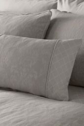 Dreams & Drapes 'Rosana' Luxury Damask Filled Bedroom Cushion in Silver - Size: 43 cm x 43 cm - thumbnail 1