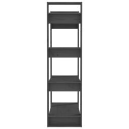 Berkfield Home Book Cabinet/Room Divider Grey 80x35x125 cm Solid Wood Pine - Size: 80 x 35 x 125 cm - thumbnail 6