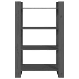 Berkfield Home Book Cabinet/Room Divider Grey 80x35x125 cm Solid Wood Pine - Size: 80 x 35 x 125 cm - thumbnail 5