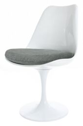 Fusion Living White Tulip Dining Chair with Velveteen Cushion in Grey - thumbnail 2