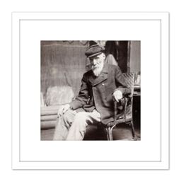 Artery8 Dornac Portrait Artist Pierre-Auguste Renoir Photo 8X8 Inch Square Wooden Framed Wall Art Print Picture with Mount in White - thumbnail 1