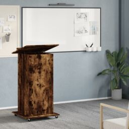Berkfield Home Lectern with Wheels & Drawer Smoked Oak 55x55x107 cm Engineered Wood in Brown - Size: 55 x 55 x 107 cm - thumbnail 3