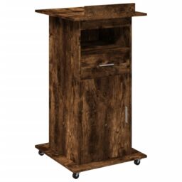 Berkfield Home Lectern with Wheels & Drawer Smoked Oak 55x55x107 cm Engineered Wood in Brown - Size: 55 x 55 x 107 cm - thumbnail 2
