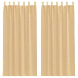 Berkfield Home Voile Curtains with Rod Pockets 2 pcs Sand in Brown - thumbnail 2