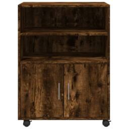 Berkfield Home Rolling Cabinet Smoked Oak 60x48x81 cm Engineered Wood in Brown - Size: 60 x 48 x 81 cm - thumbnail 4