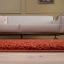 THE RUGS Terra Plain Soft High Pile Shaggy Rugs & Runners Living Room Bedroom in Terracotta - Size: 140 cm x 200 cm - thumbnail 5