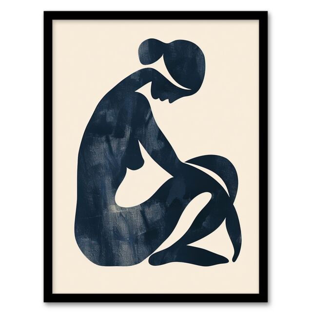 "Artery8 Abstract Female Silhouette Minimalist Painting Framed Art Print in Beige - Size: W12"" x H16""" - image 1