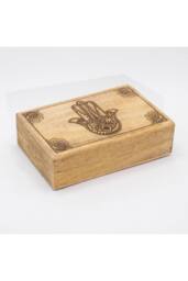 KDMD Elegant Black Hamsa Engraved Rectangle Storage Box 21.5x14x6.3cm in Beige - Size: 21.5x14x6.3 cm - thumbnail 3