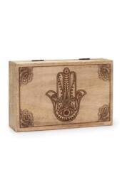 KDMD Elegant Black Hamsa Engraved Rectangle Storage Box 21.5x14x6.3cm in Beige - Size: 21.5x14x6.3 cm - thumbnail 1