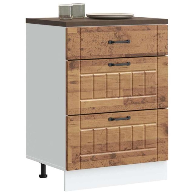 Berkfield Home Kitchen Base Cabinet Lucca Old Wood Engineered Wood in Brown - image 1
