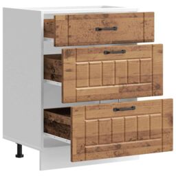 Berkfield Home Kitchen Base Cabinet Lucca Old Wood Engineered Wood in Brown - thumbnail 5
