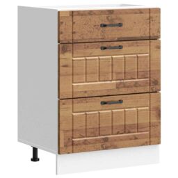 Berkfield Home Kitchen Base Cabinet Lucca Old Wood Engineered Wood in Brown - thumbnail 2
