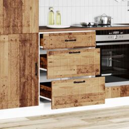 Berkfield Home Kitchen Base Cabinet Lucca Old Wood Engineered Wood in Brown - thumbnail 3