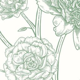 Origin Murals Jacobean Rose Trail Wall Mural in Green - Size: W300 cm x H240 cm - thumbnail 3