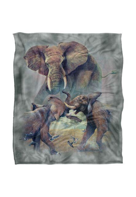 JQ Licensing Jmm-Jp Elephants Fighting Silky Touch Super Soft Throw Blanket 152 X 127 cm in White - image 1