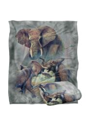 JQ Licensing Jmm-Jp Elephants Fighting Silky Touch Super Soft Throw Blanket 152 X 127 cm in White - thumbnail 2