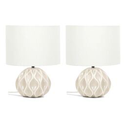 ValueLights Pair Of Luca Natural Ceramic Table Lamps - thumbnail 2