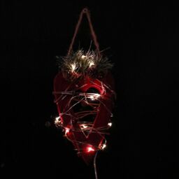 Shatchi 30cm Red Heart Wooden LED Tree Tabletop Centrepiece Christmas Holiday Home decoration with 20 Warm white LEDs - thumbnail 5