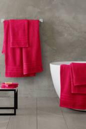 Catherine Lansfield 'Zero Twist' Cotton Bath Sheet Pair in Bright Pink - thumbnail 3