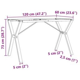 Berkfield Home Dining Table Legs Y-Frame 120x60x73 cm Steel in Black - Size: 120 x 60 x 73 cm - thumbnail 9