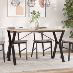 Berkfield Home Dining Table Legs Y-Frame 120x60x73 cm Steel in Black - Size: 120 x 60 x 73 cm - thumbnail 2