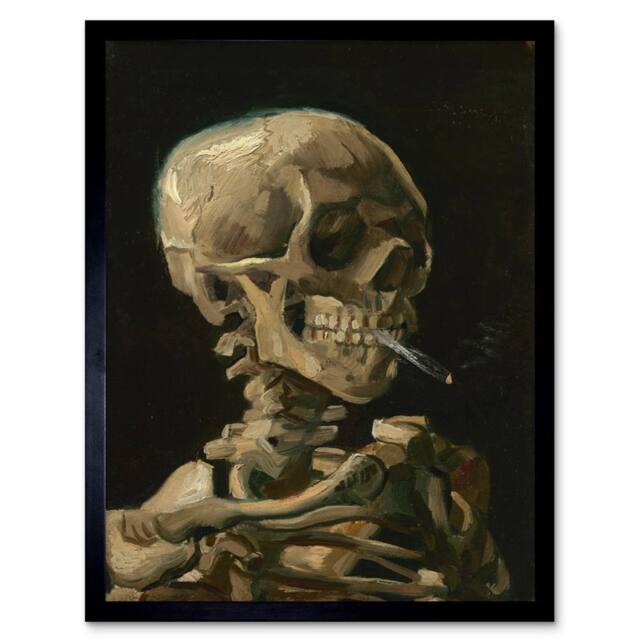 "Artery8 Van Gogh Head Skeleton Home Decor 12x16"" Framed Wall Art Print in Black - Size: W12"" x H16""" - image 1