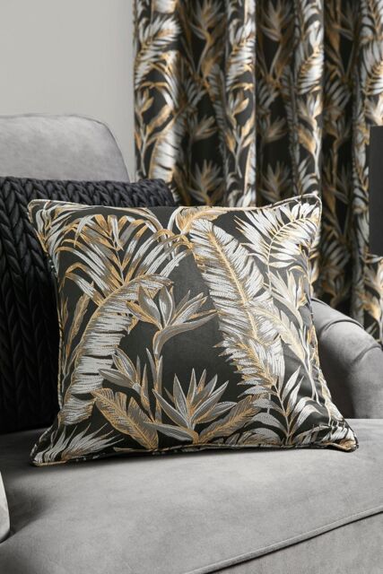 Laurence Llewelyn-Bowen 'Paradise Palm' Jacquard Palm Leaf Filled Cushion in Black - Size: 43 cm x 43 cm - image 1