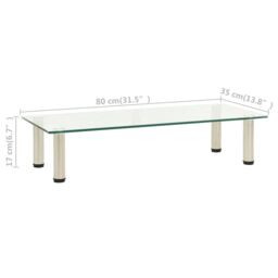 Berkfield Home TV Stand Transparent 80x35x17 cm Tempered Glass in Clear - Size: 80 x 35 x 17 cm - thumbnail 5