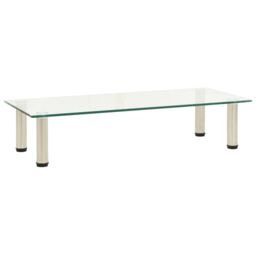 Berkfield Home TV Stand Transparent 80x35x17 cm Tempered Glass in Clear - Size: 80 x 35 x 17 cm - thumbnail 1