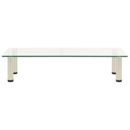 Berkfield Home TV Stand Transparent 80x35x17 cm Tempered Glass in Clear - Size: 80 x 35 x 17 cm - thumbnail 2