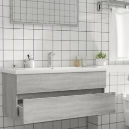 Berkfield Home Sink Cabinet Grey Sonoma 100x38.5x45 cm Engineered Wood - thumbnail 6
