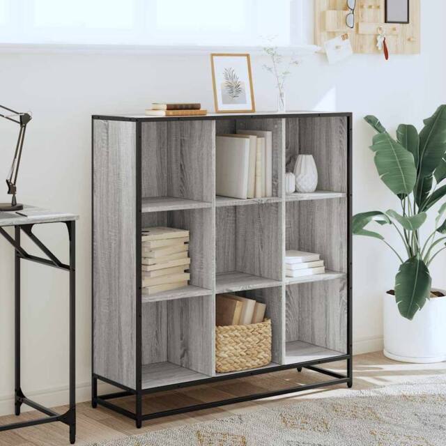 Berkfield Home Modern Bookcase Grey Sonoma 97.5x33x107.5 cm Engineered Wood & Metal - image 1