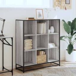 Berkfield Home Modern Bookcase Grey Sonoma 97.5x33x107.5 cm Engineered Wood & Metal - thumbnail 1