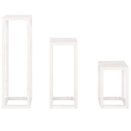 Berkfield Home 3 Piece Plant Stand Set White Solid Wood Pine - thumbnail 6