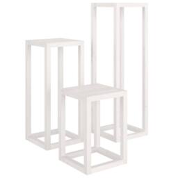 Berkfield Home 3 Piece Plant Stand Set White Solid Wood Pine