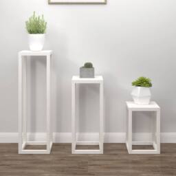 Berkfield Home 3 Piece Plant Stand Set White Solid Wood Pine - thumbnail 2