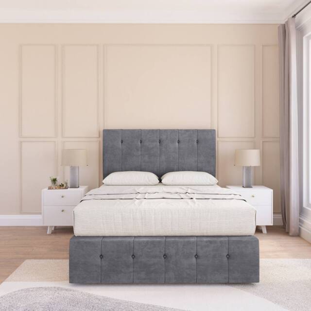 "Sloomy Cambridge Coniston Divan Set 2 Drawers - 26"" Headboard-12"" Footboard in Dark Grey - Size: King" - image 1