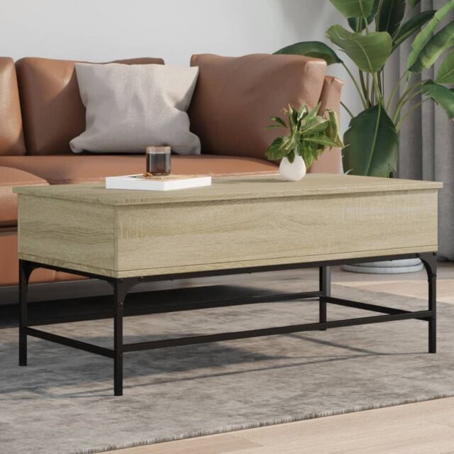 Berkfield Home Coffee Table Sonoma Oak 100x50x45 cm Engineered Wood & Metal in Brown - Size: 100 x 50 x 45 cm