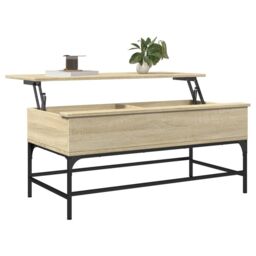 Berkfield Home Coffee Table Sonoma Oak 100x50x45 cm Engineered Wood & Metal in Brown - Size: 100 x 50 x 45 cm - thumbnail 4