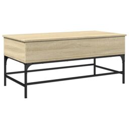 Berkfield Home Coffee Table Sonoma Oak 100x50x45 cm Engineered Wood & Metal in Brown - Size: 100 x 50 x 45 cm - thumbnail 2