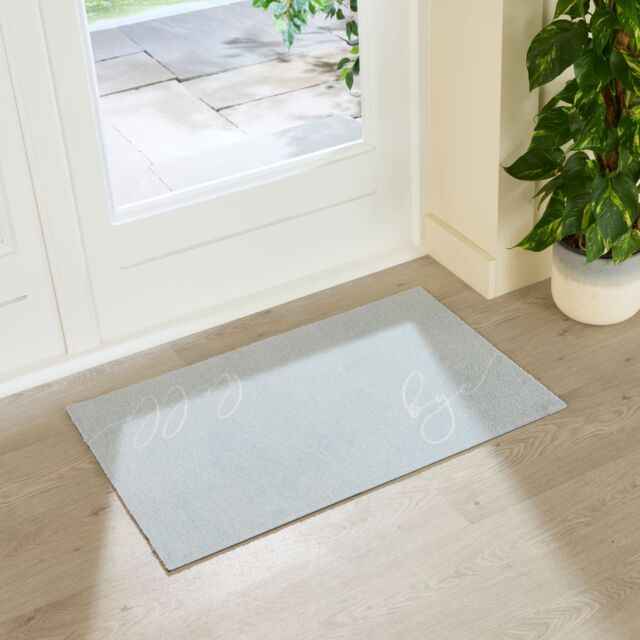 Artsy Mats Hello Bye Indoor Washable Doormat 80x50cm in Blue - Size: 50 cm x 80 cm - image 1