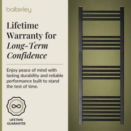 Balterley Straight Heated Towel Rail Radiator, 376W, 500 x 1200mm, Anthracite in Grey - thumbnail 7