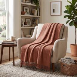 PAWNORA Copper 150*200cm Solid Knitted Throw Blanket - thumbnail 5