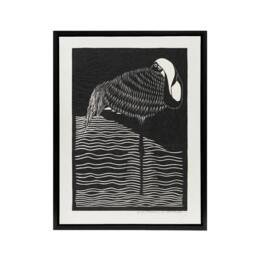 "Artery8 Stylised White Necked Crane De Mesquita Framed Canvas Wall Art Print in Black - Size: W12"" x H16""" - thumbnail 1