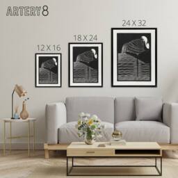 "Artery8 Stylised White Necked Crane De Mesquita Framed Canvas Wall Art Print in Black - Size: W12"" x H16""" - thumbnail 4